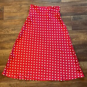 SHEIN Red and White Polka Dot A-Line Skirt